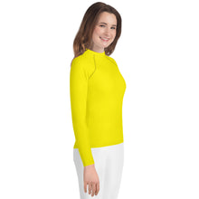 Youth Girls Long Sleeve Training Rash Guard – Clean Solid Look – Golden Sun