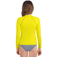 Youth Girls Long Sleeve Training Rash Guard – Clean Solid Look – Golden Sun