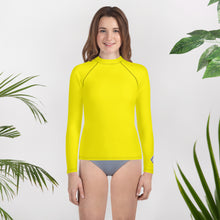 Youth Girls Long Sleeve Training Rash Guard – Clean Solid Look – Golden Sun