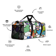 Eye-Catching CMYK Graffiti Clouds Sports Duffle Bag for Gym and Travel Bag Bags BJJ Boxing Clouds Duffel Bags Exclusive Judo Muay Thai Running Wrestling Yoga