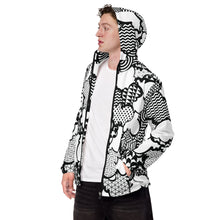 Men's Black and White Graffiti Clouds Zipped Windbreaker Hoodie 001 Athleisure Boxing Clouds Exclusive Graffiti Hip Hop Hoodie Hoodies Jiu-Jitsu Judo Kick Boxing Mens MMA Muay Thai Running Streetwear Windbreaker