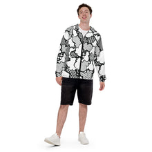 Men's Black and White Graffiti Clouds Zipped Windbreaker Hoodie 001 Athleisure Boxing Clouds Exclusive Graffiti Hip Hop Hoodie Hoodies Jiu-Jitsu Judo Kick Boxing Mens MMA Muay Thai Running Streetwear Windbreaker