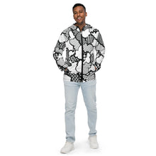 Men's Black and White Graffiti Clouds Zipped Windbreaker Hoodie 001 Athleisure Boxing Clouds Exclusive Graffiti Hip Hop Hoodie Hoodies Jiu-Jitsu Judo Kick Boxing Mens MMA Muay Thai Running Streetwear Windbreaker
