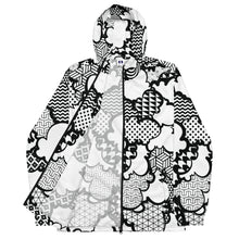 Men's Black and White Graffiti Clouds Zipped Windbreaker Hoodie 001 Athleisure Boxing Clouds Exclusive Graffiti Hip Hop Hoodie Hoodies Jiu-Jitsu Judo Kick Boxing Mens MMA Muay Thai Running Streetwear Windbreaker