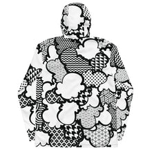 Men's Black and White Graffiti Clouds Zipped Windbreaker Hoodie 001 Athleisure Boxing Clouds Exclusive Graffiti Hip Hop Hoodie Hoodies Jiu-Jitsu Judo Kick Boxing Mens MMA Muay Thai Running Streetwear Windbreaker