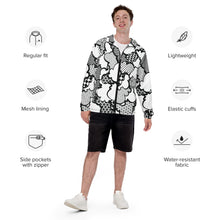 Men's Black and White Graffiti Clouds Zipped Windbreaker Hoodie 001 Athleisure Boxing Clouds Exclusive Graffiti Hip Hop Hoodie Hoodies Jiu-Jitsu Judo Kick Boxing Mens MMA Muay Thai Running Streetwear Windbreaker