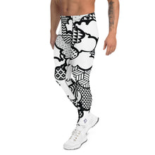 Men's Black and White Graffiti Clouds Pattern Athletic Leggings for Running, Gym, Jiu-Jitsu and MMA Athleisure Athletic Leggings Boxing Clouds Exclusive Graffiti Hip Hop Jiu-Jitsu Judo Kick Boxing Mens MMA Running Streetwear