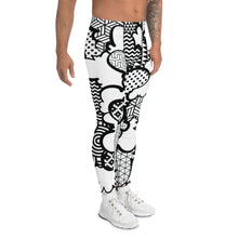 Men's Black and White Graffiti Clouds Pattern Athletic Leggings for Running, Gym, Jiu-Jitsu and MMA Athleisure Athletic Leggings Boxing Clouds Exclusive Graffiti Hip Hop Jiu-Jitsu Judo Kick Boxing Mens MMA Running Streetwear