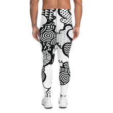 Men's Black and White Graffiti Clouds Pattern Athletic Leggings for Running, Gym, Jiu-Jitsu and MMA Athleisure Athletic Leggings Boxing Clouds Exclusive Graffiti Hip Hop Jiu-Jitsu Judo Kick Boxing Mens MMA Running Streetwear