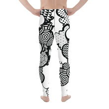 Men's Black and White Graffiti Clouds Pattern Athletic Leggings for Running, Gym, Jiu-Jitsu and MMA Athleisure Athletic Leggings Boxing Clouds Exclusive Graffiti Hip Hop Jiu-Jitsu Judo Kick Boxing Mens MMA Running Streetwear