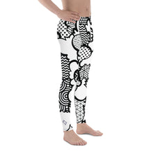 Men's Black and White Graffiti Clouds Pattern Athletic Leggings for Running, Gym, Jiu-Jitsu and MMA Athleisure Athletic Leggings Boxing Clouds Exclusive Graffiti Hip Hop Jiu-Jitsu Judo Kick Boxing Mens MMA Running Streetwear