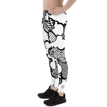 Men's Black and White Graffiti Clouds Pattern Athletic Leggings for Running, Gym, Jiu-Jitsu and MMA Athleisure Athletic Leggings Boxing Clouds Exclusive Graffiti Hip Hop Jiu-Jitsu Judo Kick Boxing Mens MMA Running Streetwear