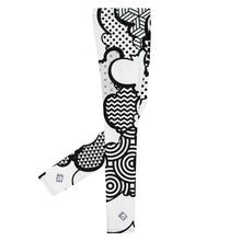 Men's Black and White Graffiti Clouds Pattern Athletic Leggings for Running, Gym, Jiu-Jitsu and MMA Athleisure Athletic Leggings Boxing Clouds Exclusive Graffiti Hip Hop Jiu-Jitsu Judo Kick Boxing Mens MMA Running Streetwear