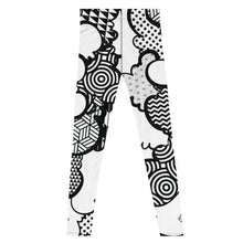 Men's Black and White Graffiti Clouds Pattern Athletic Leggings for Running, Gym, Jiu-Jitsu and MMA Athleisure Athletic Leggings Boxing Clouds Exclusive Graffiti Hip Hop Jiu-Jitsu Judo Kick Boxing Mens MMA Running Streetwear