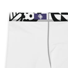 Men's Black and White Graffiti Clouds Pattern Athletic Leggings for Running, Gym, Jiu-Jitsu and MMA Athleisure Athletic Leggings Boxing Clouds Exclusive Graffiti Hip Hop Jiu-Jitsu Judo Kick Boxing Mens MMA Running Streetwear