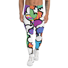 Men's CMYK Graffiti Clouds Pattern Athletic Leggings for Running, Gym, Jiu-Jitsu and MMA Athletic Leggings Boxing Clouds Exclusive Graffiti Hip Hop Jiu-Jitsu Judo Kick Boxing Mens MMA Running Streetwear