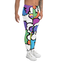 Men's CMYK Graffiti Clouds Pattern Athletic Leggings for Running, Gym, Jiu-Jitsu and MMA Athletic Leggings Boxing Clouds Exclusive Graffiti Hip Hop Jiu-Jitsu Judo Kick Boxing Mens MMA Running Streetwear