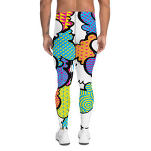 Men's CMYK Graffiti Clouds Pattern Athletic Leggings for Running, Gym, Jiu-Jitsu and MMA Athletic Leggings Boxing Clouds Exclusive Graffiti Hip Hop Jiu-Jitsu Judo Kick Boxing Mens MMA Running Streetwear