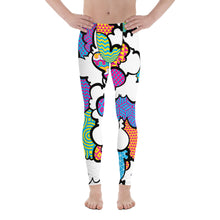 Men's CMYK Graffiti Clouds Pattern Athletic Leggings for Running, Gym, Jiu-Jitsu and MMA Athletic Leggings Boxing Clouds Exclusive Graffiti Hip Hop Jiu-Jitsu Judo Kick Boxing Mens MMA Running Streetwear
