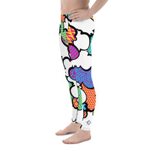 Men's CMYK Graffiti Clouds Pattern Athletic Leggings for Running, Gym, Jiu-Jitsu and MMA Athletic Leggings Boxing Clouds Exclusive Graffiti Hip Hop Jiu-Jitsu Judo Kick Boxing Mens MMA Running Streetwear