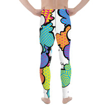 Men's CMYK Graffiti Clouds Pattern Athletic Leggings for Running, Gym, Jiu-Jitsu and MMA Athletic Leggings Boxing Clouds Exclusive Graffiti Hip Hop Jiu-Jitsu Judo Kick Boxing Mens MMA Running Streetwear