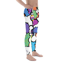Men's CMYK Graffiti Clouds Pattern Athletic Leggings for Running, Gym, Jiu-Jitsu and MMA Athletic Leggings Boxing Clouds Exclusive Graffiti Hip Hop Jiu-Jitsu Judo Kick Boxing Mens MMA Running Streetwear