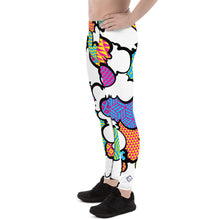 Men's CMYK Graffiti Clouds Pattern Athletic Leggings for Running, Gym, Jiu-Jitsu and MMA Athletic Leggings Boxing Clouds Exclusive Graffiti Hip Hop Jiu-Jitsu Judo Kick Boxing Mens MMA Running Streetwear