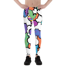 Men's CMYK Graffiti Clouds Pattern Athletic Leggings for Running, Gym, Jiu-Jitsu and MMA Athletic Leggings Boxing Clouds Exclusive Graffiti Hip Hop Jiu-Jitsu Judo Kick Boxing Mens MMA Running Streetwear