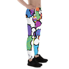 Men's CMYK Graffiti Clouds Pattern Athletic Leggings for Running, Gym, Jiu-Jitsu and MMA Athletic Leggings Boxing Clouds Exclusive Graffiti Hip Hop Jiu-Jitsu Judo Kick Boxing Mens MMA Running Streetwear