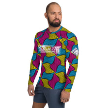 Men's Long Sleeve Ankara Wax Print 001 No Gi BJJ Compression Rash Guard for Jiu Jitsu, MMA, Grappling & Wrestling African Print Ankara Exclusive Jiu-Jitsu Long Sleeve Mens Rash Guard