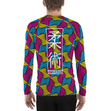 Men's Long Sleeve Ankara Wax Print 001 No Gi BJJ Compression Rash Guard for Jiu Jitsu, MMA, Grappling & Wrestling African Print Ankara Exclusive Jiu-Jitsu Long Sleeve Mens Rash Guard