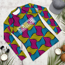 Men's Long Sleeve Ankara Wax Print 001 No Gi BJJ Compression Rash Guard for Jiu Jitsu, MMA, Grappling & Wrestling African Print Ankara Exclusive Jiu-Jitsu Long Sleeve Mens Rash Guard