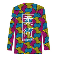 Men's Long Sleeve Ankara Wax Print 001 No Gi BJJ Compression Rash Guard for Jiu Jitsu, MMA, Grappling & Wrestling African Print Ankara Exclusive Jiu-Jitsu Long Sleeve Mens Rash Guard