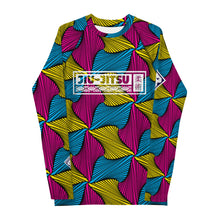 Men's Long Sleeve Ankara Wax Print 001 No Gi BJJ Compression Rash Guard for Jiu Jitsu, MMA, Grappling & Wrestling African Print Ankara Exclusive Jiu-Jitsu Long Sleeve Mens Rash Guard