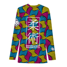 Men's Long Sleeve Ankara Wax Print 001 No Gi BJJ Compression Rash Guard for Jiu Jitsu, MMA, Grappling & Wrestling African Print Ankara Exclusive Jiu-Jitsu Long Sleeve Mens Rash Guard