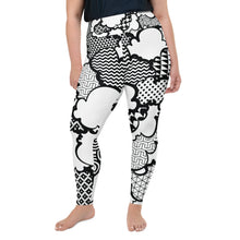 Women's Black and White Graffiti Clouds Plus Size Yoga Pants Workout Leggings For Jiu Jitsu 001 Athleisure Boxing Clouds Exclusive Graffiti Hip Hop Jiu-Jitsu Judo Kick Boxing Leggings MMA No Gi Plus Size Running Tights Womens