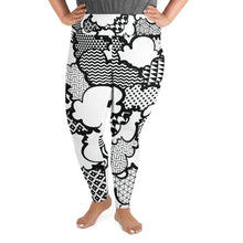 Women's Black and White Graffiti Clouds Plus Size Yoga Pants Workout Leggings For Jiu Jitsu 001 Athleisure Boxing Clouds Exclusive Graffiti Hip Hop Jiu-Jitsu Judo Kick Boxing Leggings MMA No Gi Plus Size Running Tights Womens