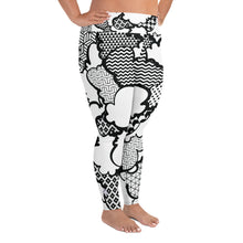 Women's Black and White Graffiti Clouds Plus Size Yoga Pants Workout Leggings For Jiu Jitsu 001 Athleisure Boxing Clouds Exclusive Graffiti Hip Hop Jiu-Jitsu Judo Kick Boxing Leggings MMA No Gi Plus Size Running Tights Womens