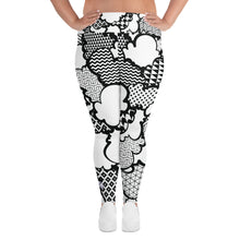 Women's Black and White Graffiti Clouds Plus Size Yoga Pants Workout Leggings For Jiu Jitsu 001 Athleisure Boxing Clouds Exclusive Graffiti Hip Hop Jiu-Jitsu Judo Kick Boxing Leggings MMA No Gi Plus Size Running Tights Womens
