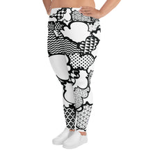 Women's Black and White Graffiti Clouds Plus Size Yoga Pants Workout Leggings For Jiu Jitsu 001 Athleisure Boxing Clouds Exclusive Graffiti Hip Hop Jiu-Jitsu Judo Kick Boxing Leggings MMA No Gi Plus Size Running Tights Womens