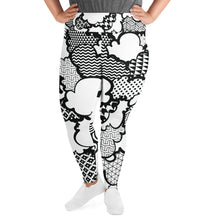 Women's Black and White Graffiti Clouds Plus Size Yoga Pants Workout Leggings For Jiu Jitsu 001 Athleisure Boxing Clouds Exclusive Graffiti Hip Hop Jiu-Jitsu Judo Kick Boxing Leggings MMA No Gi Plus Size Running Tights Womens