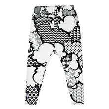 Women's Black and White Graffiti Clouds Plus Size Yoga Pants Workout Leggings For Jiu Jitsu 001 Athleisure Boxing Clouds Exclusive Graffiti Hip Hop Jiu-Jitsu Judo Kick Boxing Leggings MMA No Gi Plus Size Running Tights Womens