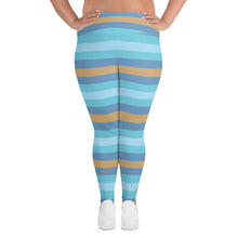 Women's High Waist Plus Size Striped Jersey Shore Leggings Yoga Pants Exclusive Leggings Plus Size Striped Tights Womens