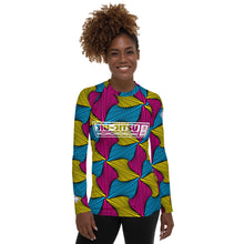 Women's Ankara Wax Print Rash Guard 001 - Long Sleeve No Gi BJJ Compression Rash Guard for Jiu Jitsu, MMA, Grappling and Wrestling African Print Ankara Exclusive Jiu-Jitsu Long Sleeve Rash Guard Womens