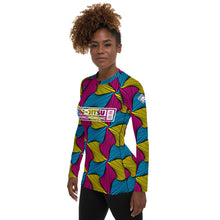 Women's Ankara Wax Print Rash Guard 001 - Long Sleeve No Gi BJJ Compression Rash Guard for Jiu Jitsu, MMA, Grappling and Wrestling African Print Ankara Exclusive Jiu-Jitsu Long Sleeve Rash Guard Womens