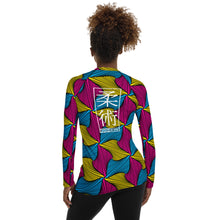 Women's Ankara Wax Print Rash Guard 001 - Long Sleeve No Gi BJJ Compression Rash Guard for Jiu Jitsu, MMA, Grappling and Wrestling African Print Ankara Exclusive Jiu-Jitsu Long Sleeve Rash Guard Womens
