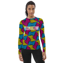 Women's Ankara Wax Print Rash Guard 001 - Long Sleeve No Gi BJJ Compression Rash Guard for Jiu Jitsu, MMA, Grappling and Wrestling African Print Ankara Exclusive Jiu-Jitsu Long Sleeve Rash Guard Womens
