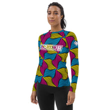 Women's Ankara Wax Print Rash Guard 001 - Long Sleeve No Gi BJJ Compression Rash Guard for Jiu Jitsu, MMA, Grappling and Wrestling African Print Ankara Exclusive Jiu-Jitsu Long Sleeve Rash Guard Womens