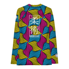 Women's Ankara Wax Print Rash Guard 001 - Long Sleeve No Gi BJJ Compression Rash Guard for Jiu Jitsu, MMA, Grappling and Wrestling African Print Ankara Exclusive Jiu-Jitsu Long Sleeve Rash Guard Womens