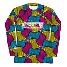Women's Ankara Wax Print Rash Guard 001 - Long Sleeve No Gi BJJ Compression Rash Guard for Jiu Jitsu, MMA, Grappling and Wrestling African Print Ankara Exclusive Jiu-Jitsu Long Sleeve Rash Guard Womens